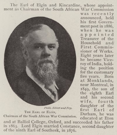 El conde de Elgin, presidente de la Comisión de la Guerra de Sudáfrica de English Photographer