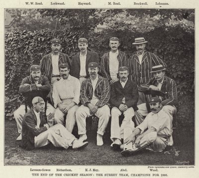 El final de la temporada de cricket, el equipo de Surrey, campeones de 1895 de English Photographer