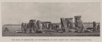 La caída de los monolitos en Stonehenge en la víspera de Año Nuevo, el círculo como era de English Photographer