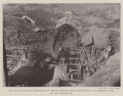 La explosión fatal en la mina de Mount Kembla, Nueva Gales del Sur, una vista general de los escombros de English Photographer