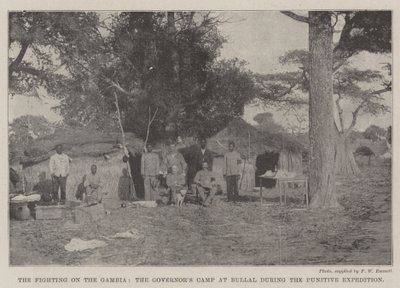 Los Combates en el Gambia, el Campamento del Gobernador en Bullal durante la Expedición Punitiva de English Photographer