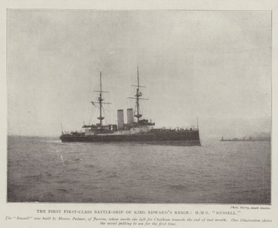 El Primer Acorazado de Primera Clase del Reinado del Rey Eduardo, HMS Russell de English Photographer