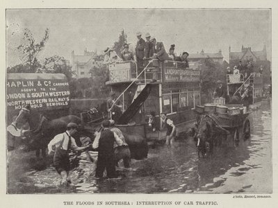 Las Inundaciones en Southsea, Interrupción del Tráfico de Coches de English Photographer