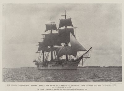 El Buque Escuela Alemán Moltke, enviado por el Kaiser para estar presente en Devonport cuando el Rey coloque la Piedra Fundamental de la Academia Marina de English Photographer