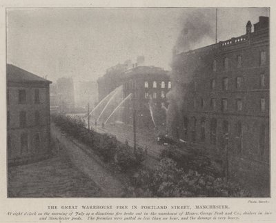 El gran incendio del almacén en Portland Street, Manchester de English Photographer