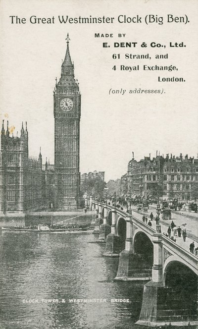 El Gran Reloj de Westminster, Big Ben, hecho por E Dent y Co Ltd de English Photographer