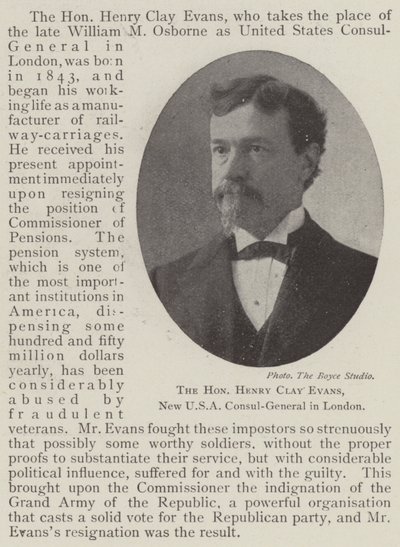 El Honorable Henry Clay Evans, Nuevo Cónsul General de EE.UU. en Londres de English Photographer