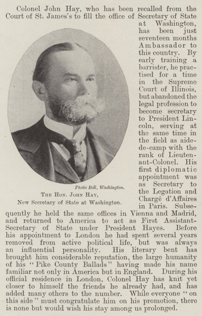 El honorable John Hay, nuevo secretario de Estado en Washington de English Photographer
