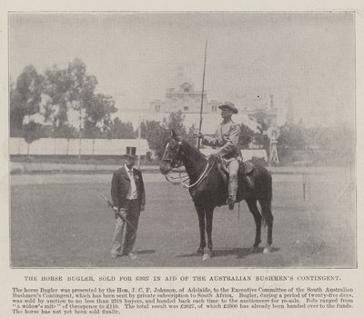 El trompeta de caballería, vendido por £2627 en ayuda del contingente de Bushmen australianos, Adelaide. Ilustración para The Illustrated London News, 26 de mayo de 1900 de English Photographer