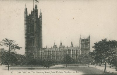 La Cámara de los Lores desde los Jardines Victoria, Londres de English Photographer