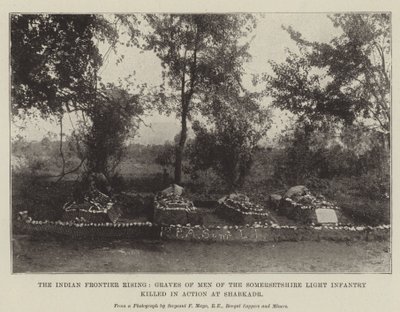 El Levantamiento de la Frontera India, Tumbas de los Hombres de la Infantería Ligera de Somersetshire muertos en Acción en Shabkadr de English Photographer