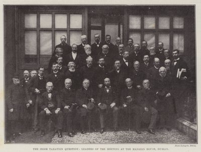La cuestión de la tributación irlandesa, líderes de la reunión en la Mansion House, Dublín de English Photographer