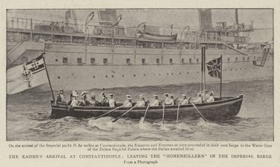 La llegada del Kaiser a Constantinopla, dejando el Hohenzollern en la barcaza imperial de English Photographer