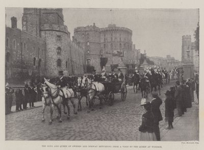 El Rey y la Reina de Suecia y Noruega regresando de una Visita a la Reina en Windsor de English Photographer