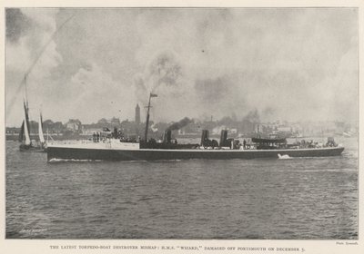 El último percance del destructor de torpedos, HMS Wizard, dañado frente a Portsmouth el 5 de diciembre de English Photographer