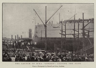 El lanzamiento del H.M.S. London, saliendo de los astilleros de English Photographer