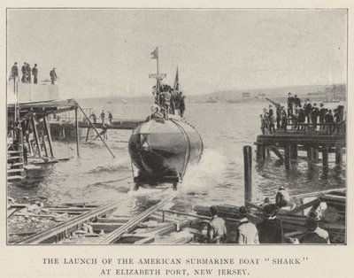 El lanzamiento del submarino americano Shark en Elizabeth Port, Nueva Jersey de English Photographer