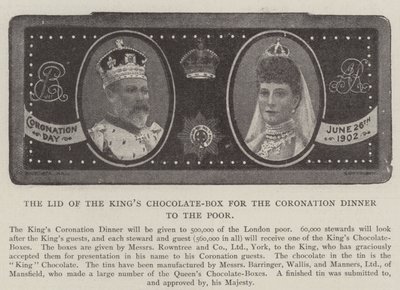 La Tapa de la Caja de Chocolate del Rey para la Cena de Coronación para los Pobres de English Photographer