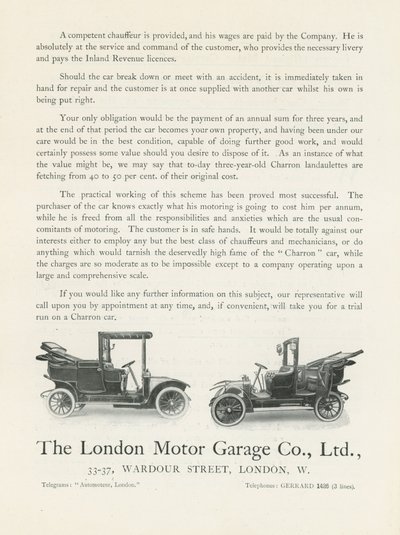 La Compañía de Garaje de Motores de Londres de English Photographer