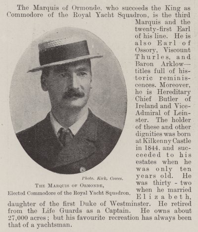 El Marqués de Ormonde, elegido comodoro del Royal Yacht Squadron de English Photographer