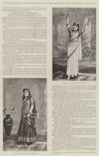 La Chica Nautch, una Entrevista con Miss Lenore Snyder y Miss Jessie Bond en el Savoy de English Photographer