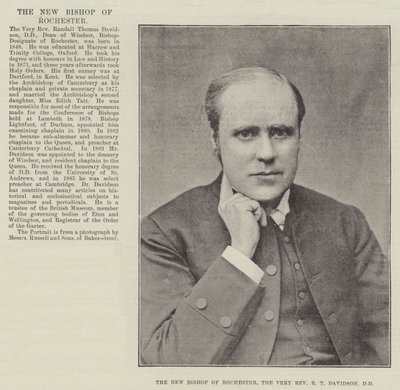 El nuevo obispo de Rochester, el reverendo R T Davidson, DD de English Photographer