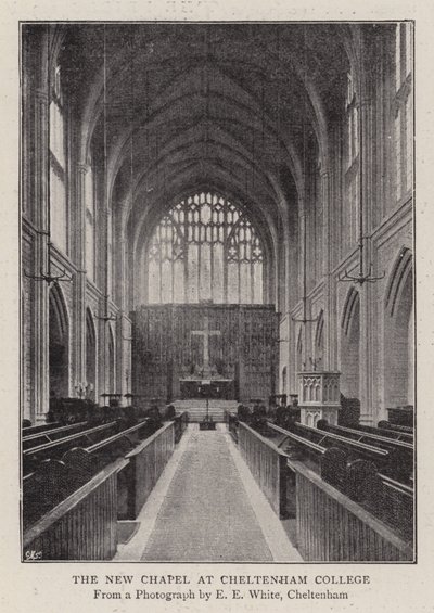 La nueva capilla en el Colegio Cheltenham de English Photographer
