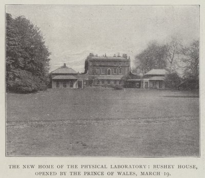 El nuevo hogar del laboratorio físico, Bushey House, inaugurado por el Príncipe de Gales, 19 de marzo de English Photographer