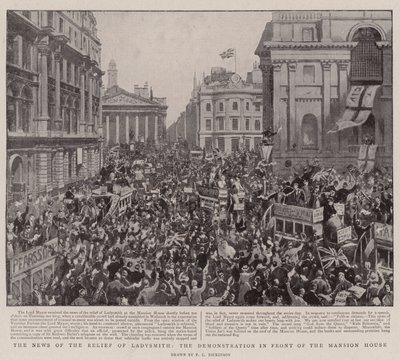 La noticia del alivio de Ladysmith, la manifestación frente a la Mansion House de English Photographer