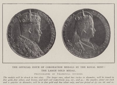 La emisión oficial de medallas de coronación por la Royal Mint, la gran medalla de oro de English Photographer