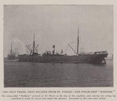El único barco que escapó de St Pierre, el barco de vapor Roddam de English Photographer