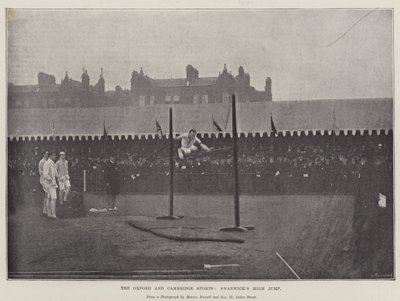 Los deportes de Oxford y Cambridge, el salto alto de Swanwick de English Photographer