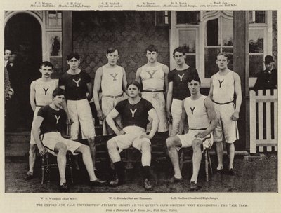 Los deportes atléticos de las universidades de Oxford y Yale en los terrenos del Queens Club, West Kensington, el equipo de Yale de English Photographer