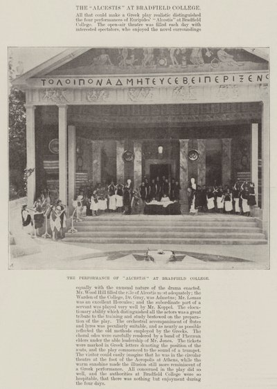 La representación de Alcestis en el Bradfield College de English Photographer