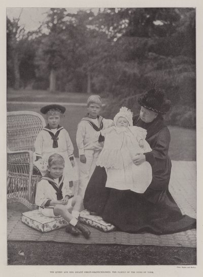 La reina y sus bisnietos, la familia del duque de York de English Photographer