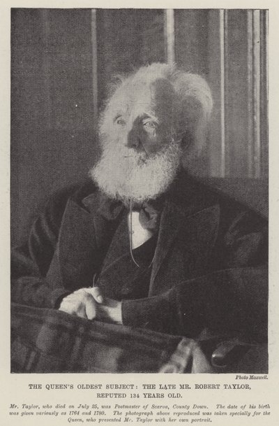El súbdito más antiguo de la Reina, el difunto Sr. Robert Taylor, supuestamente de 134 años de English Photographer
