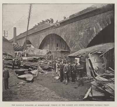 El desastre ferroviario en Birmingham, descarrilamiento del tren expreso de London and North-Western de English Photographer
