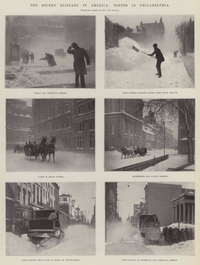 La reciente tormenta de nieve en América, escenas en Filadelfia de English Photographer