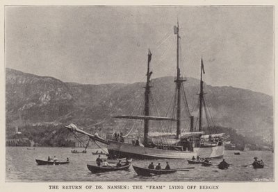 El regreso del Dr. Nansen, el Fram frente a Bergen de English Photographer