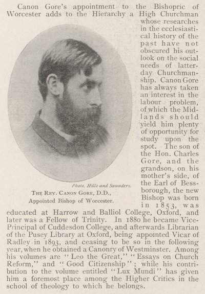 El Reverendo Canon Gore, DD, nombrado obispo de Worcester de English Photographer