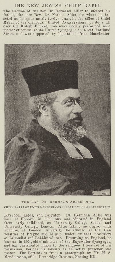El Reverendo Dr. Hermann Adler, MA, Gran Rabino de las Congregaciones Judías Unidas de Gran Bretaña de English Photographer