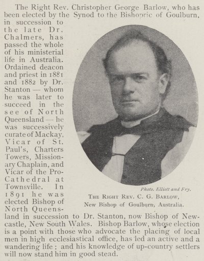 El Reverendo C G Barlow, Nuevo Obispo de Goulburn, Australia de English Photographer