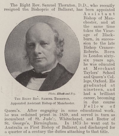 El Reverendo Samuel Thornton, Nombrado Obispo Asistente de Manchester de English Photographer