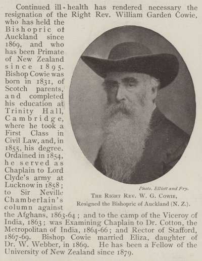 El Reverendo W G Cowie, renunció al Obispado de Auckland (Nueva Zelanda) de English Photographer