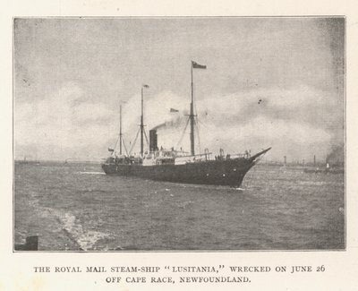 El buque de correo real Lusitania, naufragado el 26 de junio frente a Cabo Race, Terranova de English Photographer