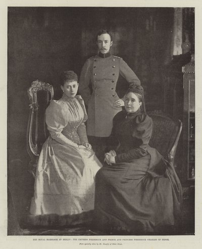 El matrimonio real en Berlín, la emperatriz Frederick y el príncipe y la princesa Frederick Charles de Hesse de English Photographer