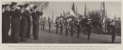 La visita real al oeste de Inglaterra, la llegada del rey a los terrenos del Britannia Royal Naval College, 7 de marzo de English Photographer