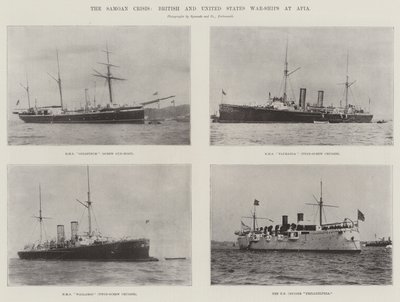 La crisis de Samoa, buques de guerra británicos y estadounidenses en Apia de English Photographer
