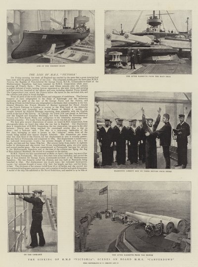 El Hundimiento del HMS Victoria, Escenas a Bordo del HMS Camperdown de English Photographer