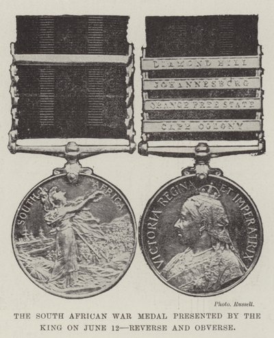 La medalla de la guerra sudafricana presentada por el Rey el 12 de junio de English Photographer